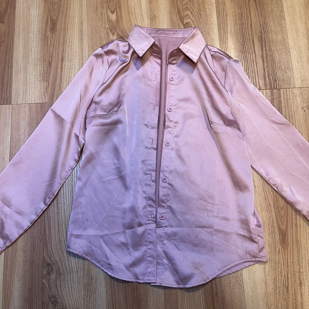 pink satin shirt